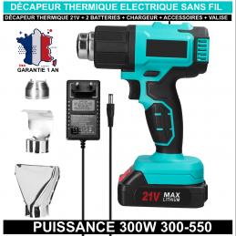 Décapeur Thermique Electrique sans fil 21V 300W 300-550