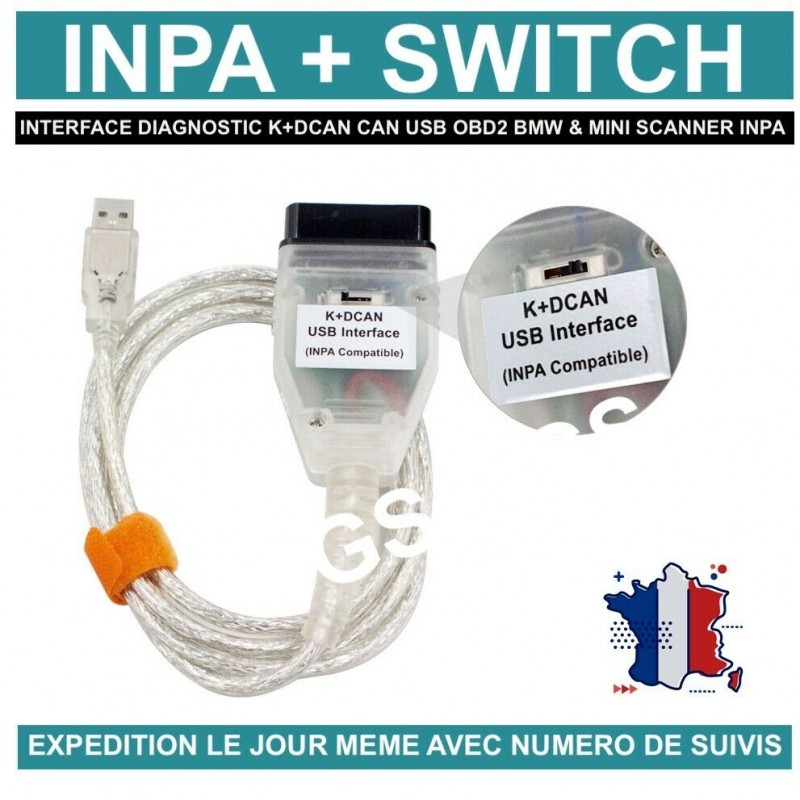 CABLE K+DCAN KDCAN COMPATIBLE AVEC ISTA INPA OBD2 pour BMW MINI avec SWITCH